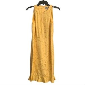 Chetta B Yellow Sleeveless Keyhole  100% Silk Beaded Flutter Hem Size 4